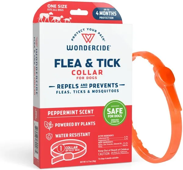 Wondercide Flea & Tick Collar for Dogs + Cats | with Natural Essential Oils | Lasts Up to 4 Months | Peppermint Scent