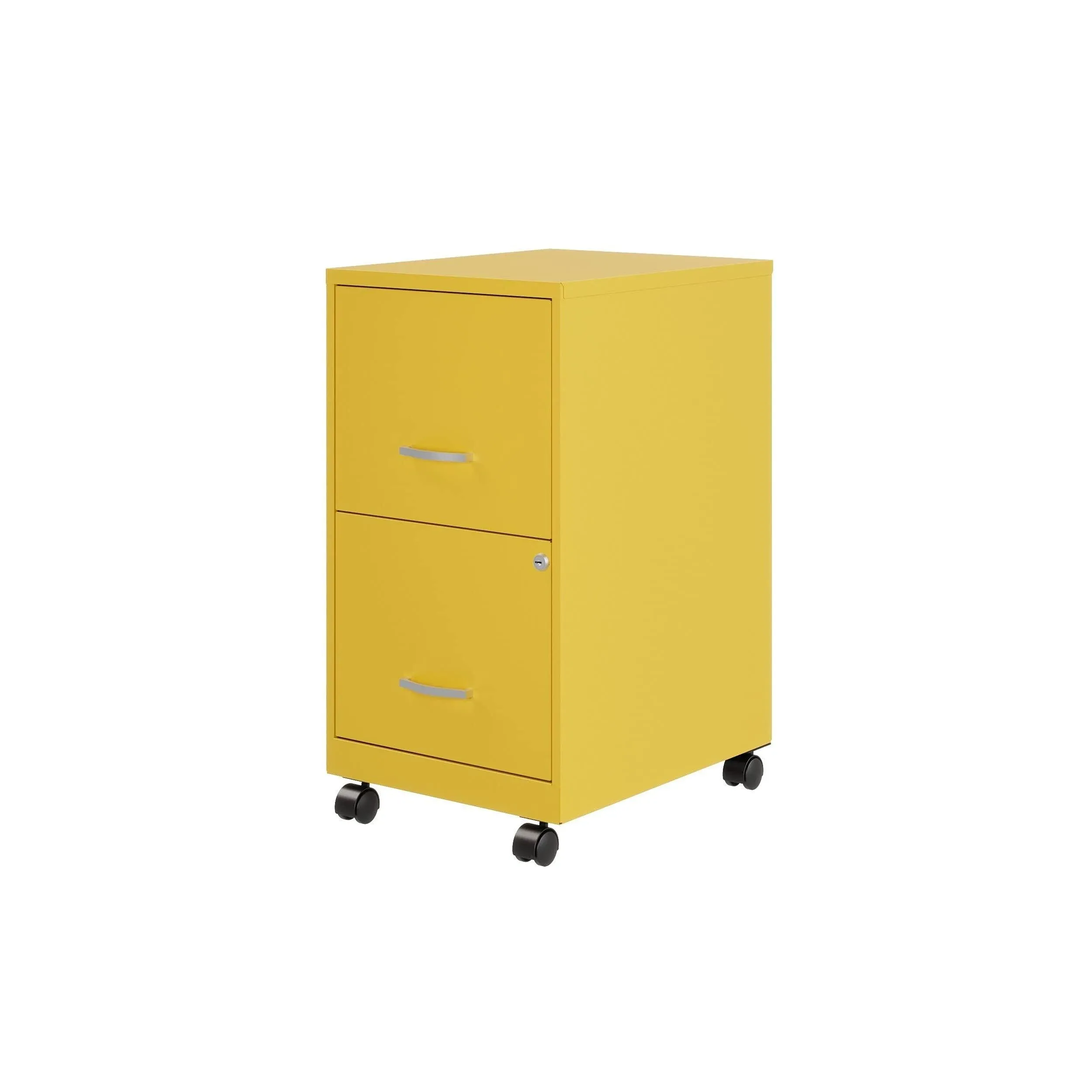 Space Solutions 18" 2 Drawer Mobile Smart Vertical File Cabinet, Teal - Yellow - Letter