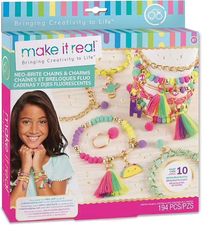 Make It Real: Neo-Brite Chains &amp; Charms Kit - Create 10 Unique Cord &amp; Tassel Cha