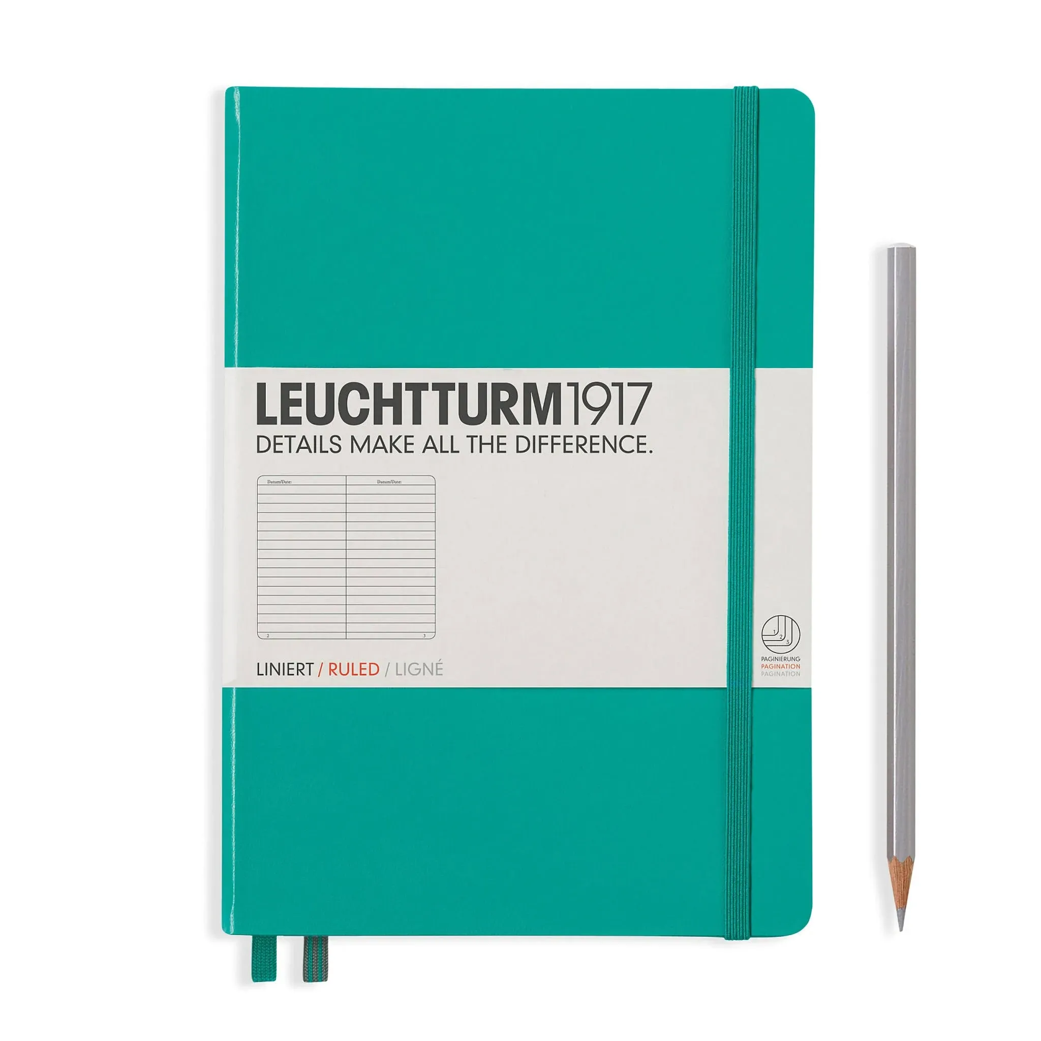 Leuchtturm1917 Medium A5 Ruled Hardcover Notebook (Emerald) - 249 Numbered Pages