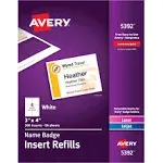 Avery 5392 Insert Badge Refill, Fits 3-Inch X4-Inch, 6/Sht, 300/Bx, WeAvery 5392 Insert Badge Refill, Fits 3-Inch X4-Inch, 6/Sht, 300/Bx, We