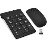 Wireless Numeric Keypad, TRELC Mini 2.4G 18 Keys Number Pad, Portable Silent Financial Accounting Numeric Keypad Keyboard Extensions with Wireless Mouse for Laptop, PC, Desktop, Notebook(Black)