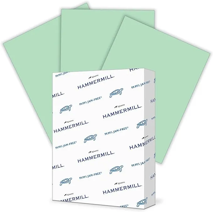 Hammermill Colors Print Paper, 20lb, 8.5 x 11, Green, 500/Ream