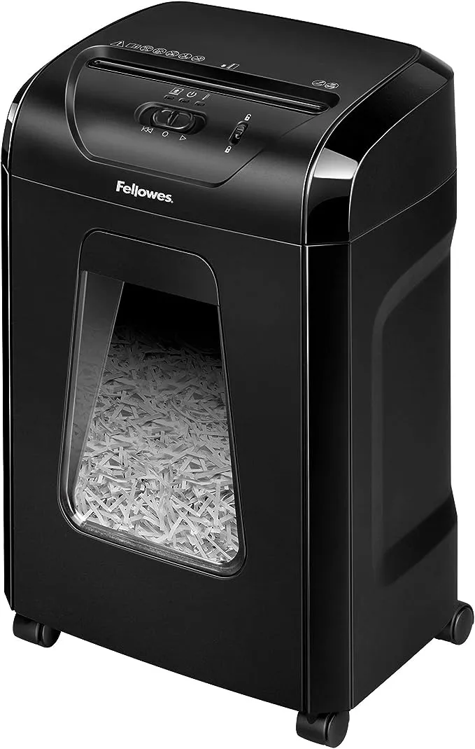 Fellowes Powershred 12 Sheet Cross-Cut Paper Home Office Paper Shredder, 19.50" H x 9.69" W x 13.44" D