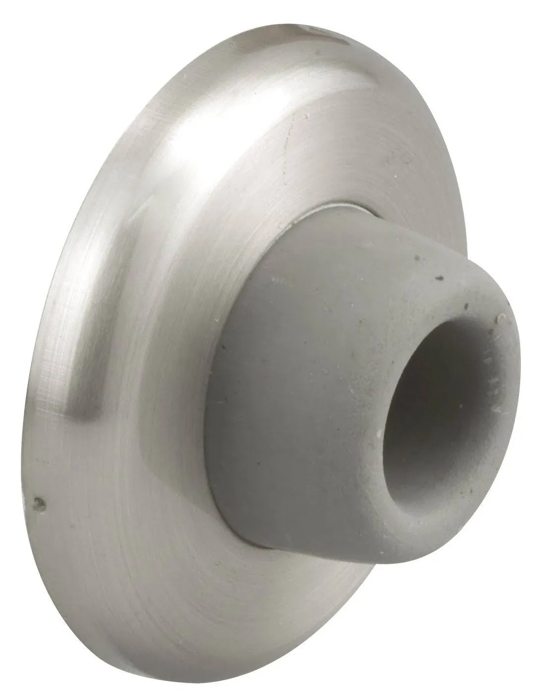 Prime-Line J 4540 Wall Stop – Protects Walls from Door Knob Damage – 2-5/16” Outside Diameter Stainless Steel Cover with 1-1/8” Gray Round Rubber Bumper – Easy To Install (Single Pack)