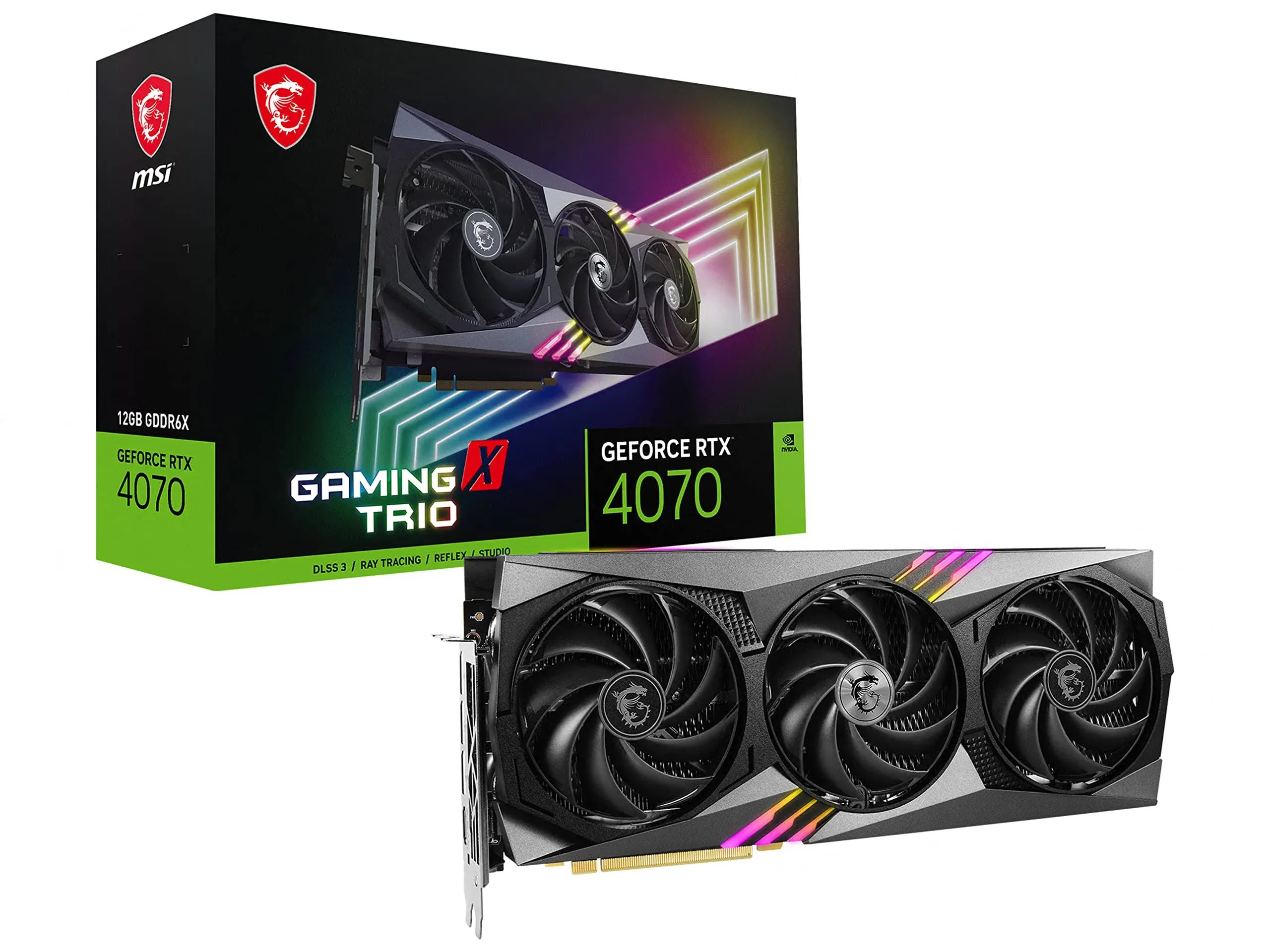 MSI Gaming GeForce RTX 4070 12GB GDRR6X Extreme Clock: 2625 MHz 192-Bit HDMI/DP Nvlink TORX Fan 4.0 Ada Lovelace Architecture Graphics Card (RTX 4070 Gaming X Trio 12G)