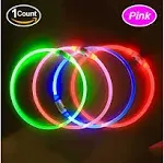 BSEEN LED Dog Collar, USB Rechargeable, Glowing pet Dog Collar for Night Safety, Fashion Light up Collar for Small Medium Large Dogs (Pink)