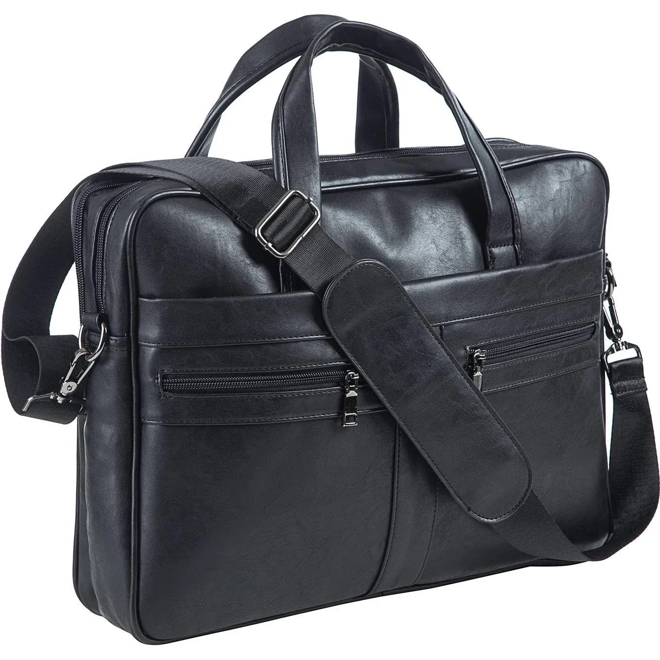 Men&#039;S Leather Messenger Bag 17.3 Inches Laptop Briefcase Business Satchel Black