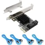 Ziyituod PCIe SATA Card, 4 Port with 4 SATA Cable, SATA Controller Expansion Card with Low Profile Bracket, Marvell 9215 Non-Raid, Boot as System Disk, Support 4 SATA 3.0 Devices