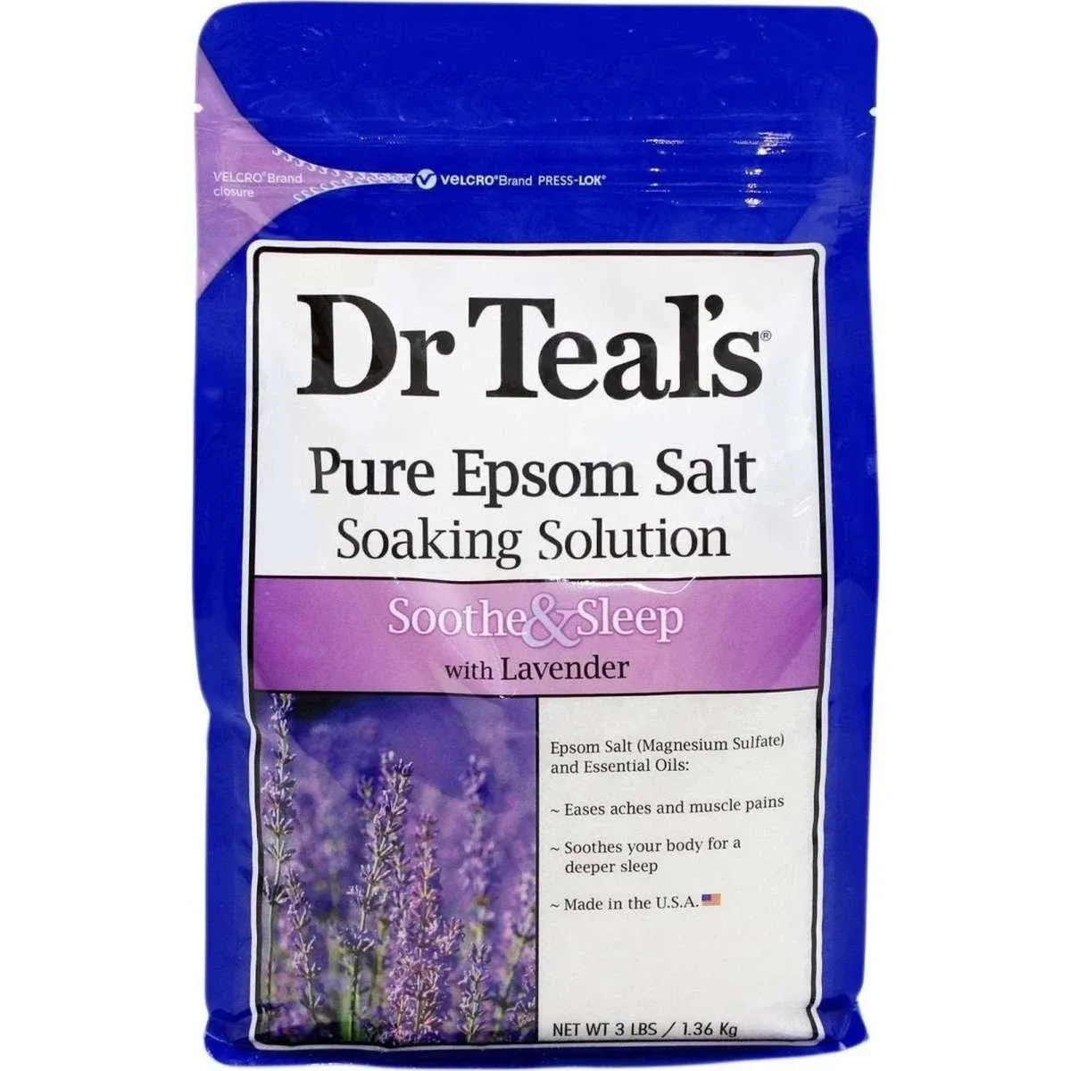 Dr Teal's Epsom Salt Magnesium Soak, Soothe & Sleep with Lavender, 3 lbs