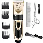 Highdas Dog Grooming Kit Clippers, Low Noise, Electric Quiet, Rechargeable, Cordless, Pet Hair Thick Coats Clippers Trimmers Set, Suitable for Dogs,