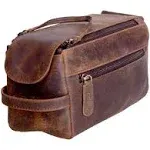 KOMALC Premium Buffalo Leather Unisex Toiletry Bag Travel Dopp Kit