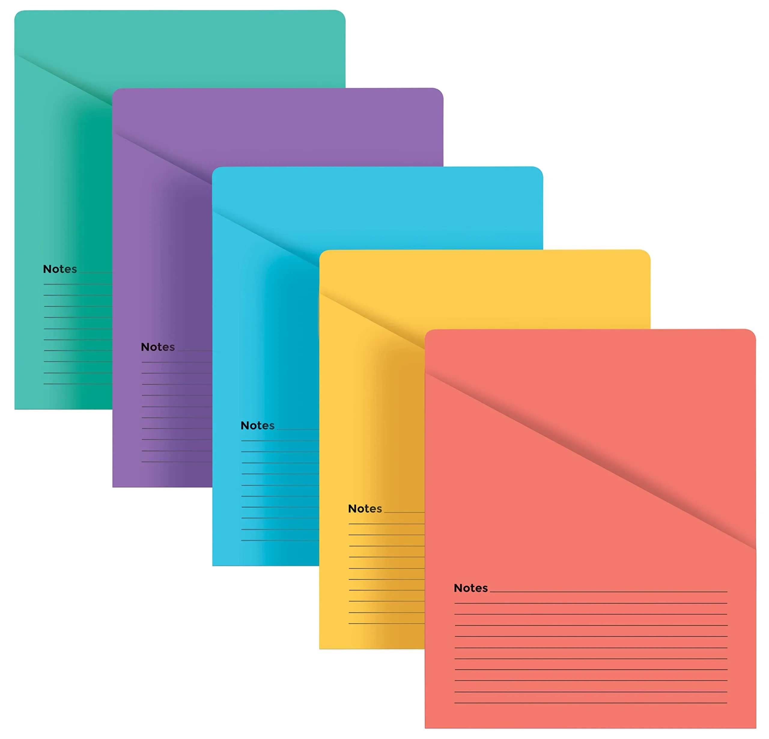 Lined Vertical Slash Pocket File Folders, 25 Pack, Assorted Colors, Letter 