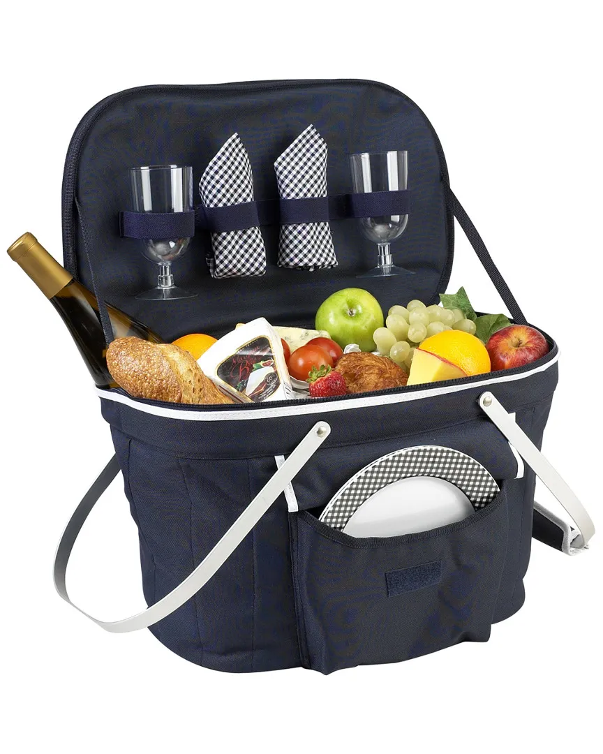 Collapsible Insulated Picnic Basket In Navy