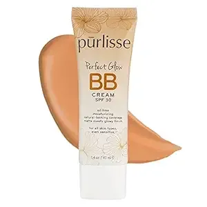 purlisse Perfect Glow BB Cream SPF 30: Clean & Cruelty-Free, Medium Flawless Coverage, Hydrates with Jasmine | Medium Tan 1.4oz