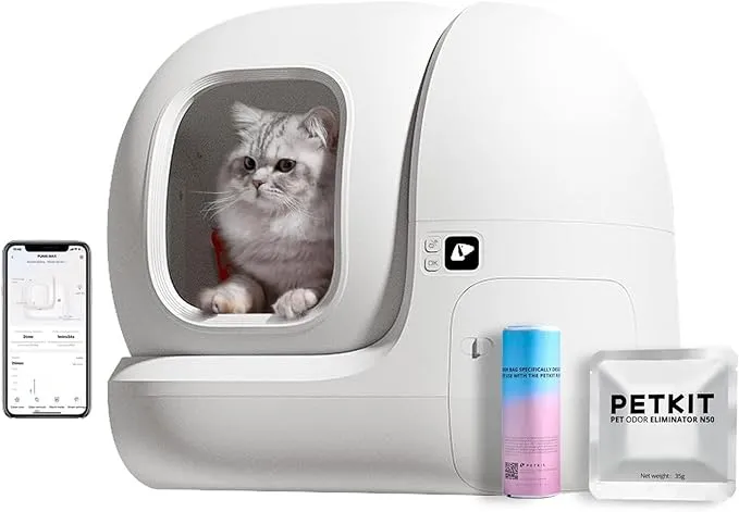 Petkit PuraMax Self Cleaning Cat Litter Box, Automatic App Control Smart Litter Box with 76L X-Large Space