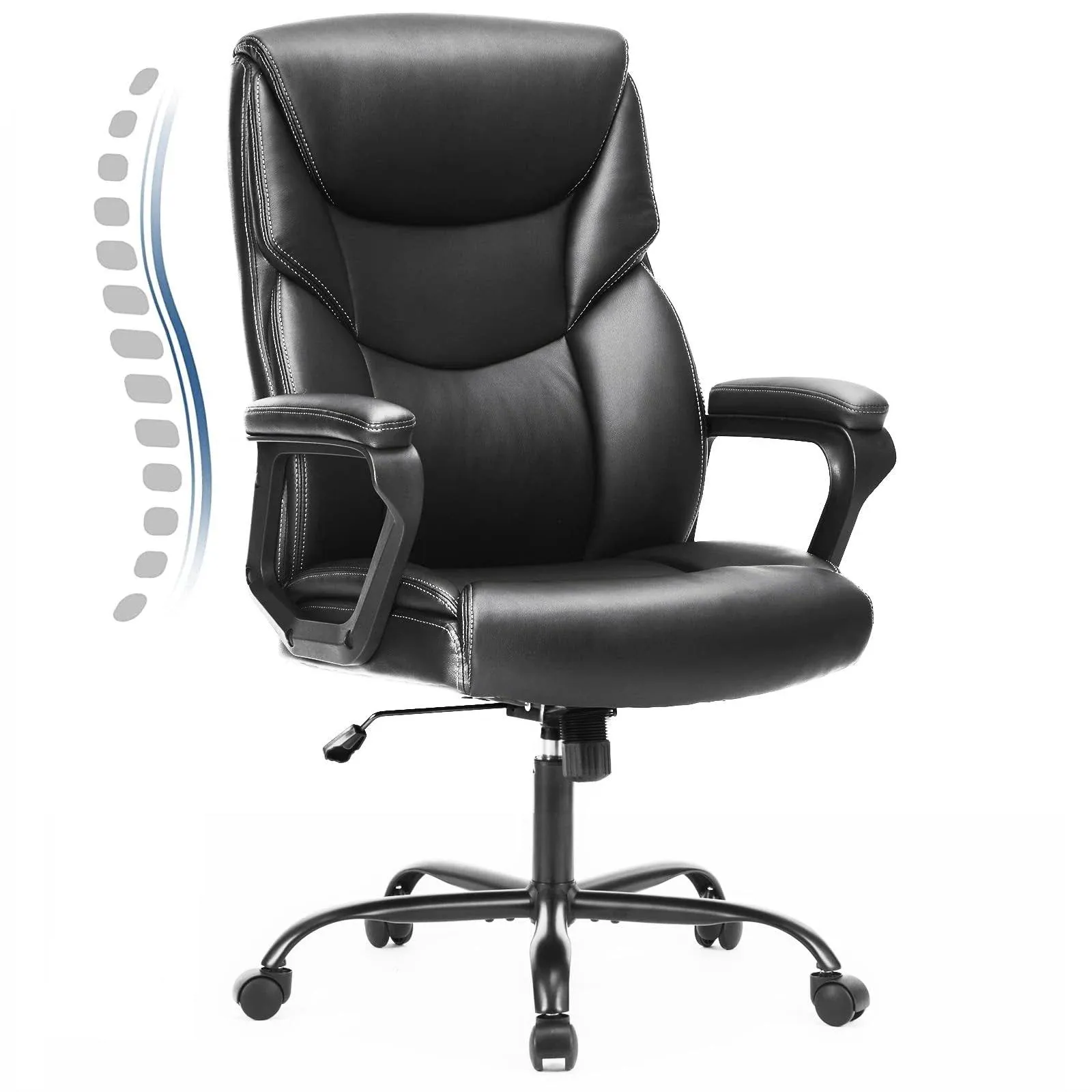 Executive High Back Big and Tall Leather Office Desk Chairs with Arms Ergonom...