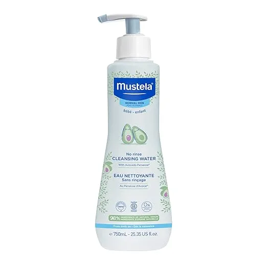 Mustela Baby Cleansing Water - No-Rinse Micellar Water - with Natural Avocado & Aloe Vera - for Baby's Face, Body & Diaper - 1 or 2-Pack - Various Sizes