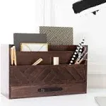 Blu Monaco Brown Wooden Mail Organizer with Drawer