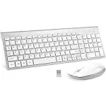 Wireless Keyboard Mouse Combo, 2.4G USB Slim Keyboard and Mouse Silent Full-Size Ergonomic Compact with Number Pad for Laptop PC Computer - Silver