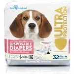 Paw Inspired Disposable Dog Diapers Female| Puppy, Doggie, Cat Diapers |Diapers for Dogs in Heat Period, Diapers that Stay on Bulk, Senior, Excitable Urination, or Incontinence (X-Small, 32 Count)