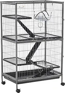 PawHut 50" 5-Tier Small Animal Cage Ferret Cage Large Chinchilla Cage with Hammock Accessory & Heavy-Duty Steel Wire