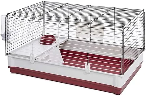 MidWest Homes for Pets 158 Wabbitat Deluxe Rabbit Home, Rabbit Cage, 39.5 L x 23.75 W x 19.75 H Inch, Maroon/White