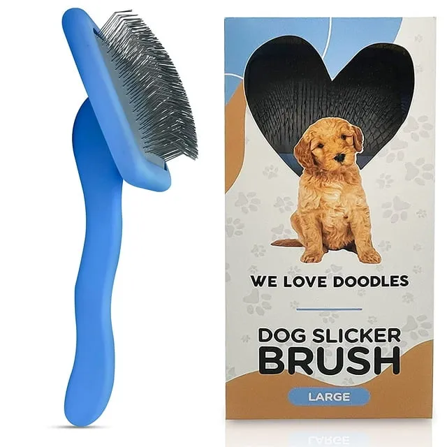 DOG SLICKER BRUSH for Dogs Grooming Pet Hair Long Pin Large WE LOVE DOODLES