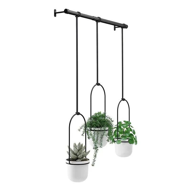 Umbra Triflora Hanging Planter for Window Indoor Herb Garden White/Black Triple