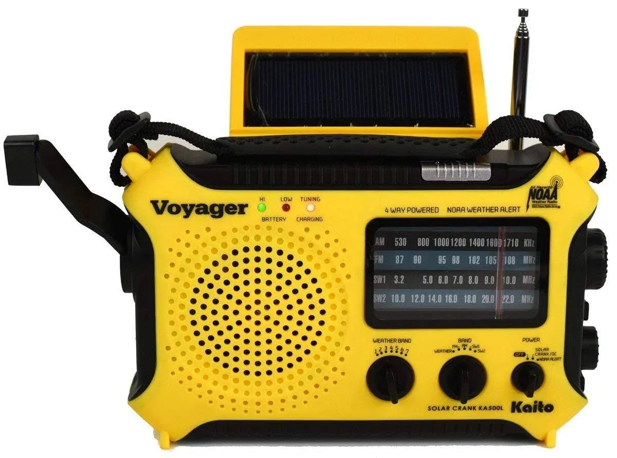 Kaito KA500L 4-Way Powered Emergency AM/FM/SW NOAA Weather Alert Radio Yellow