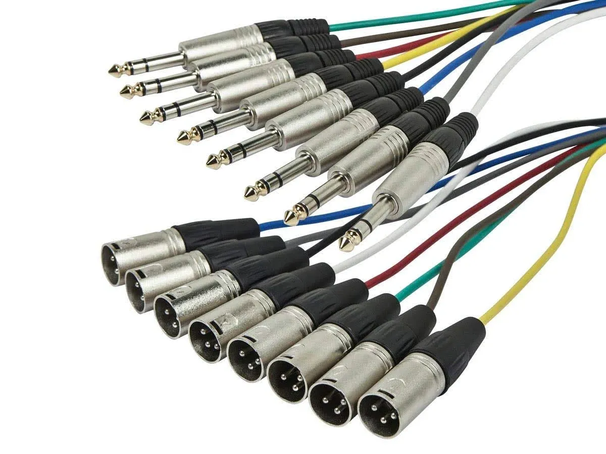 Monoprice 3 Meter (10ft) 8-Channel 1/4Inch TRS male to XLR male Snake Cable