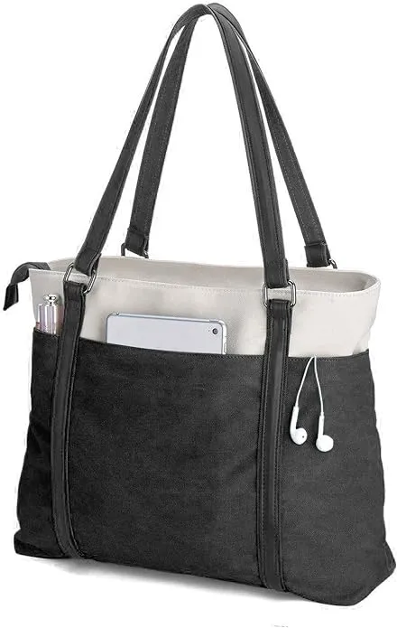 Bag Wizard Women's Lightweight Splice Canvas Laptop Tote Bag