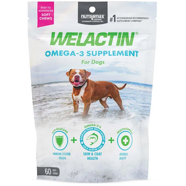 NUTRAMAX WELACTIN Sciences Omega Soft Chews for Dogs, Count of 60, 3.5 IN