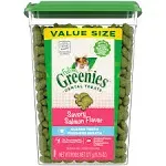 FELINE GREENIES Adult Dental Cat Treats, Savory Salmon Flavor Christmas Cat Treats, 9.75 oz. Tub