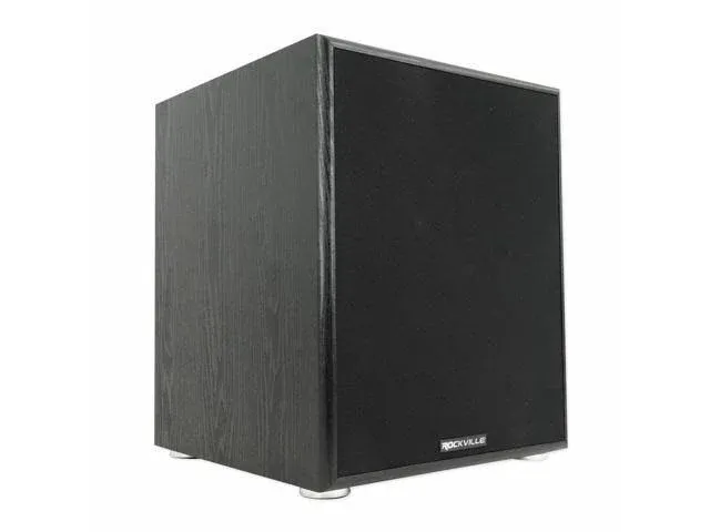 Rockville Rock Shaker 12 800W Powered Subwoofer for Home Theater Black Includes Remote Solid MDF Enclosure RCA Inputsout