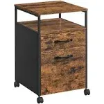 VASAGLE Mobile Filing Cabinet with Wheels and 2 Drawers