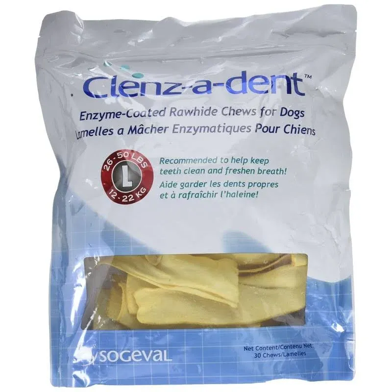 Clenzadent Rawhide Chews for Dogs Large (30 ct)