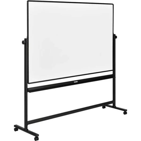 Global Industrial Mobile Reversible Whiteboard - 72 x 48 - Steel - Black Frame