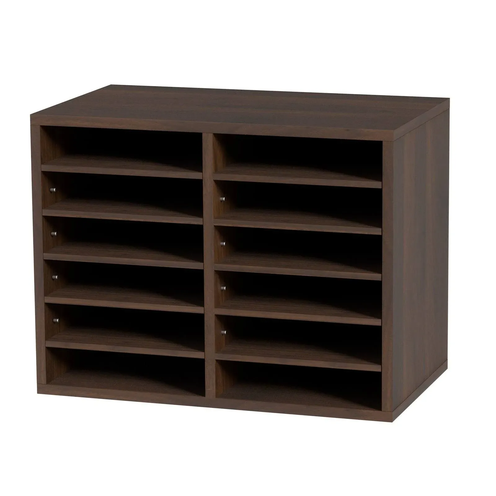 VEVOR Literature Organizers 12 Compartments Office Mailbox with Adjustable Shelves Brown