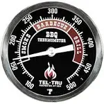 Tel-Tru BQ300 Barbecue Thermometer 3 inch Black Dial with Zones 4 inch Stem 100/500 Degrees F