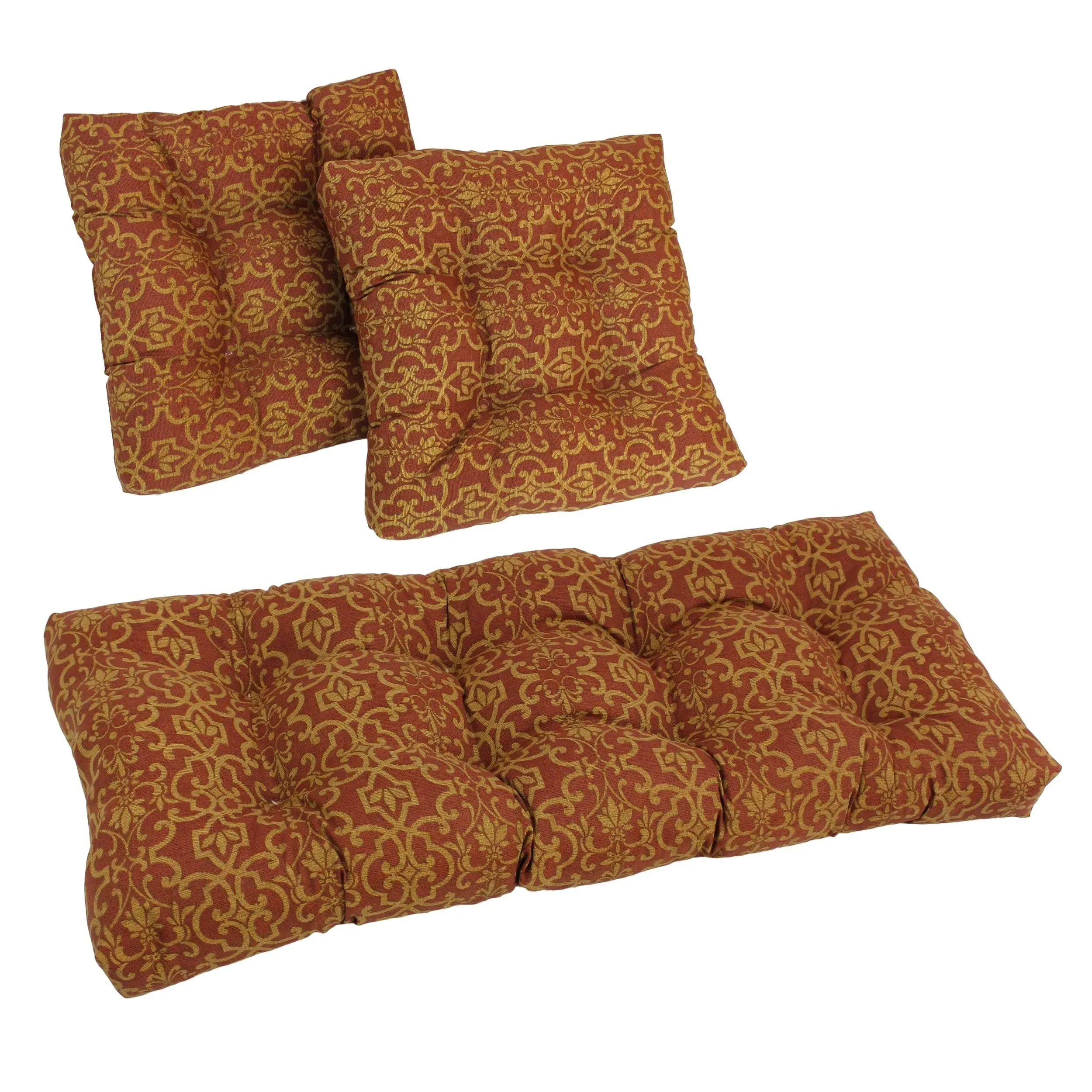 Blazing Needles Outdoor Tufted Settee Cushion Set, Haliwell Multicolor 3 Count