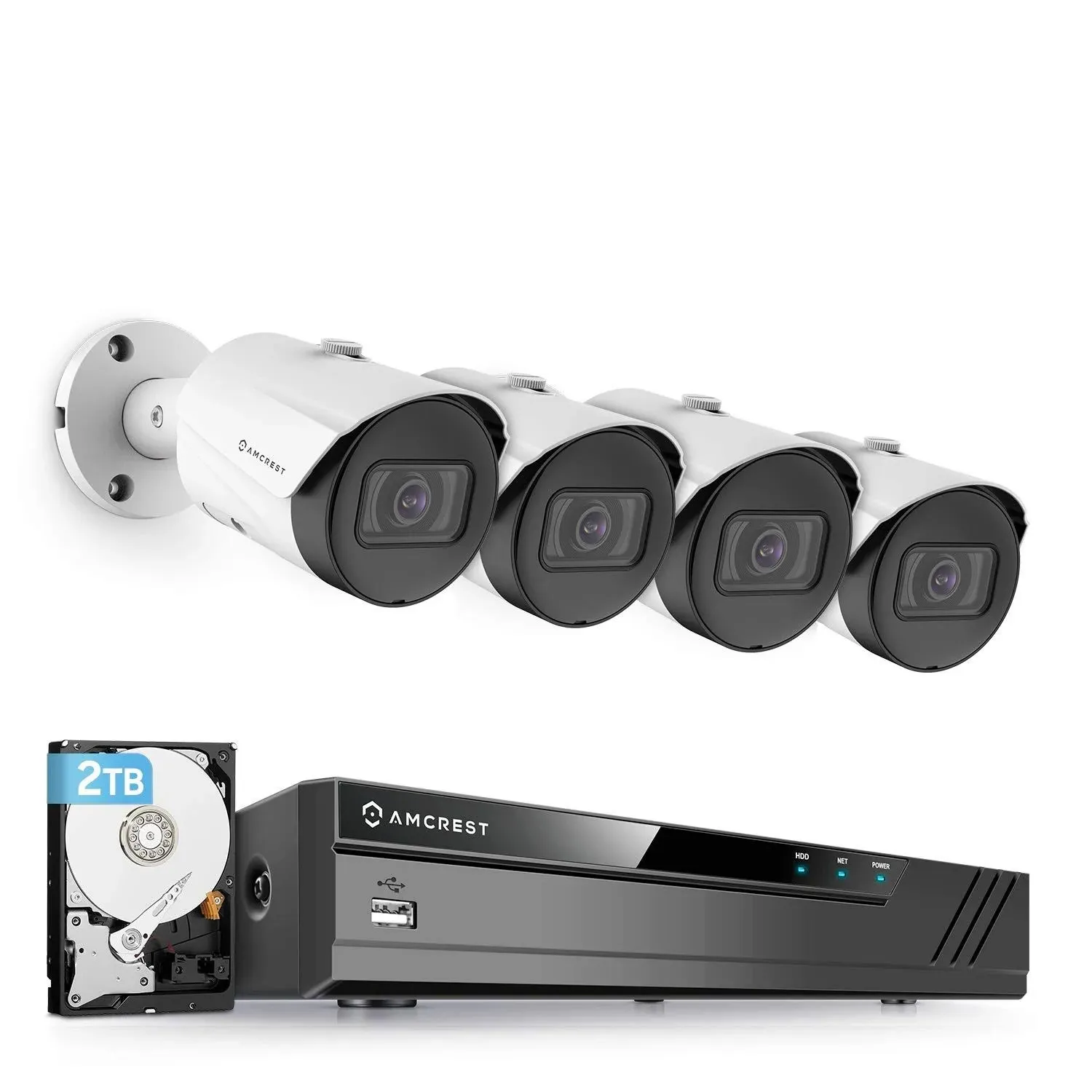 Amcrest 5MP Security System 4K 8CH PoE NVR 4x 5MP Turret PoE Cam 2TB