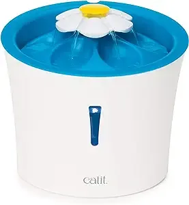 Catit LED Flower Fountain with Triple Action Filter, Cat Drinking Water Fountain, Blue, 3 L