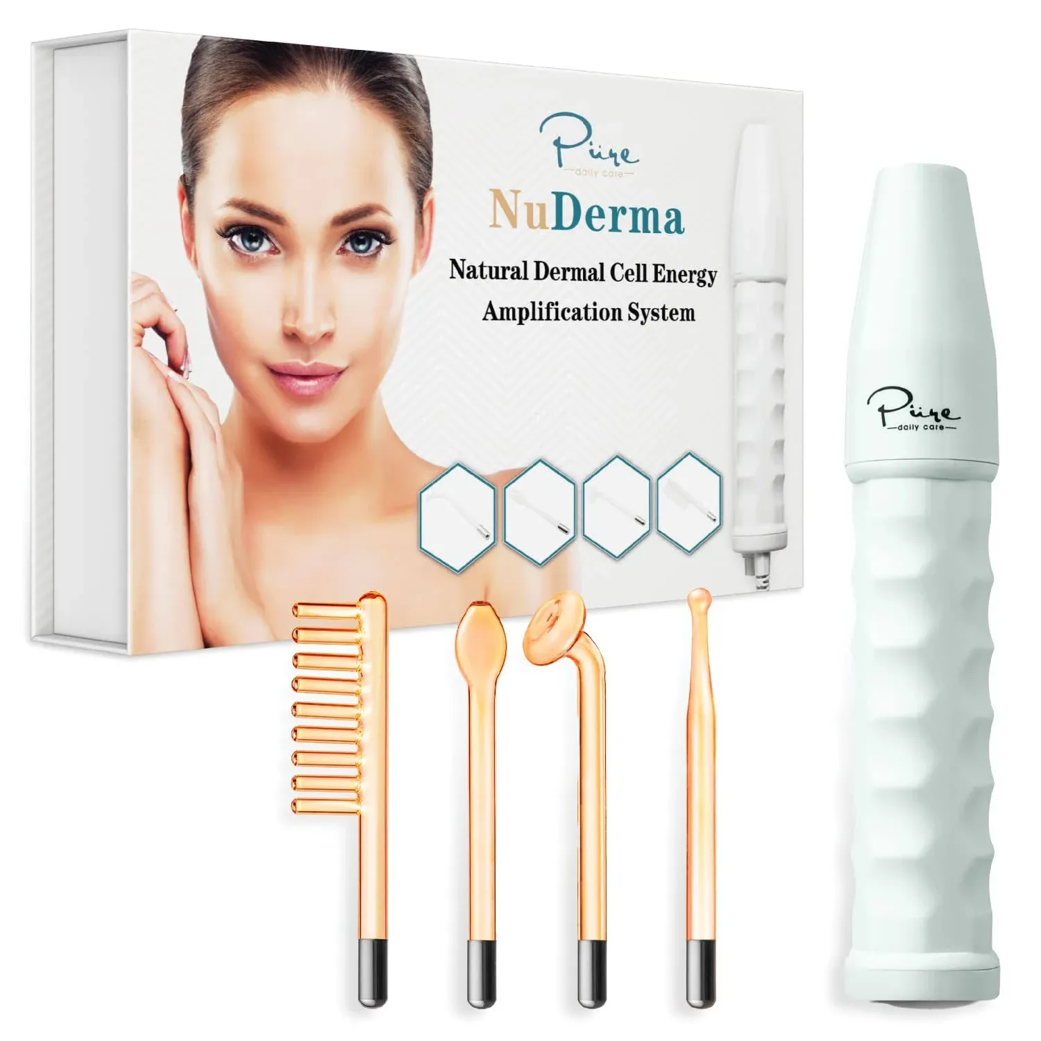 NuDerma Portable Handheld High Frequency Skin Therapy Wand Machine