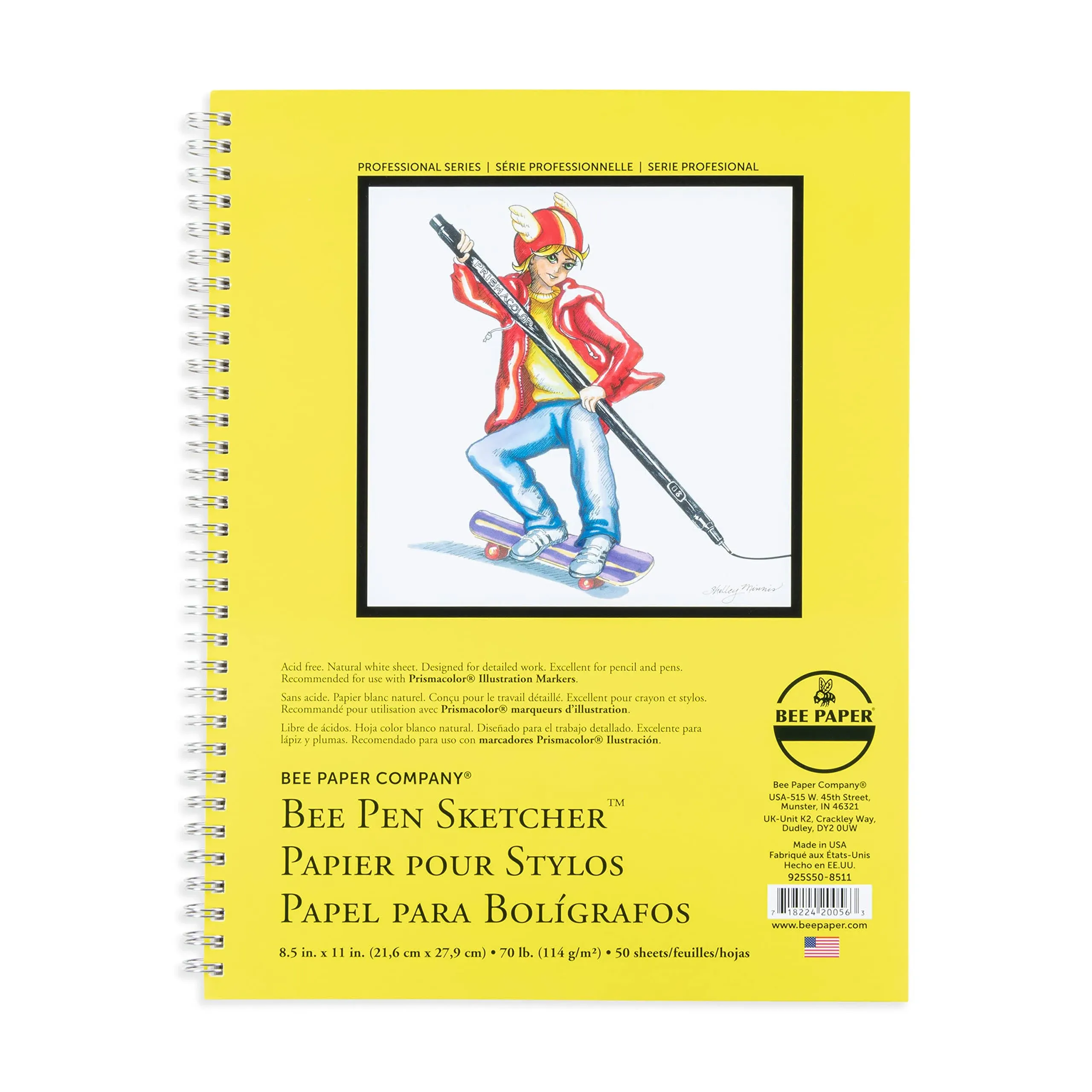 Bee Paper Pen Sketcher Pad, 8-1/2 x 11 Inches, 70 lb, 50 Sheets