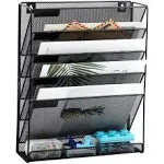 Easepres File Organizer Mesh 5-Tier Black Hanging File Organizer Vertical Holder Rack for Office Home