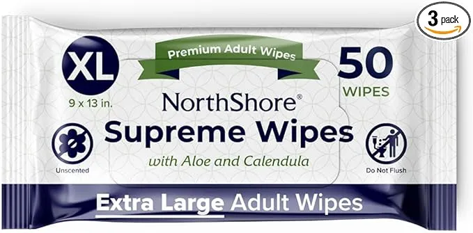 NorthShore Supreme Heavy-Duty Quilted Wipes, X-Large, 9 x 13 in., 50 ct, 3-Pack