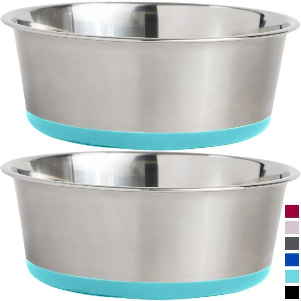 Gorilla Grip Stainless Steel Metal Dog Bowl Set of 2