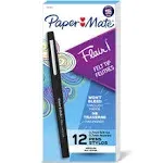 Paper Mate Flair Felt Tip Pens, Medium Point (0.7mm), Black, 12 Count (Packaging