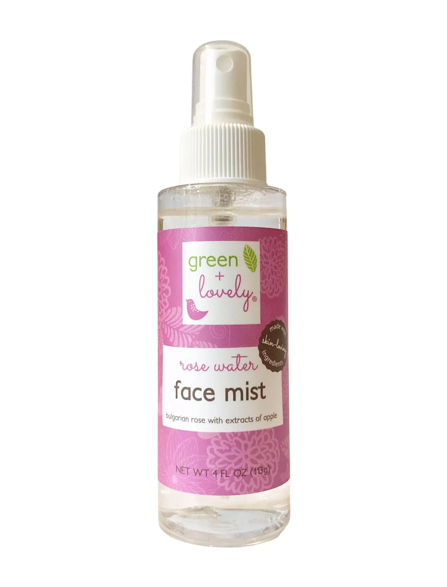 Green + Lovely Rose Water Face Mist Refresher Spray 4 fl oz